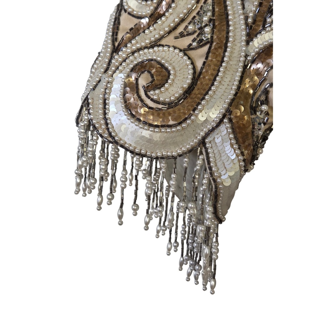 Bob Mackie Isaacson's Atlanta Dress Size 10 Beige Cocktail Party Beaded Sequined - Picture 11 of 11